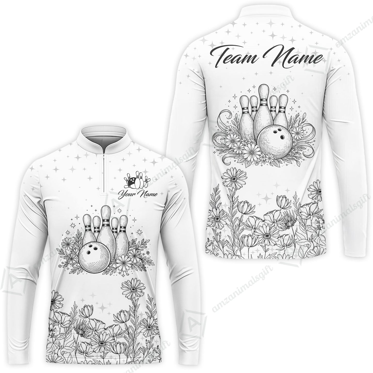 Custom Bowling Polo Shirt, Gerbera Flowers Bowling Custom Bowling Polo Team Shirt With Name & Team Name