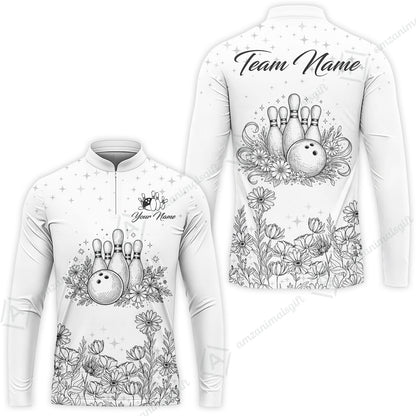 Custom Bowling Polo Shirt, Gerbera Flowers Bowling Custom Bowling Polo Team Shirt With Name & Team Name
