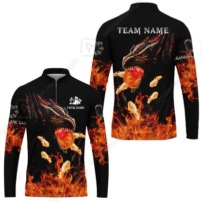 Customized Bowling Polo, Dragon Ball Fire Bowling Jersey Multicolor Option Customized Name, Team Name Polo Jerseys Shirt For Mike