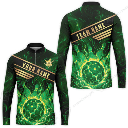 Custom Bowling Polo Shirt, Glowing Bowling Ball and Pins Custom Bowling Polo Team Shirt For Players With Name & Team Name