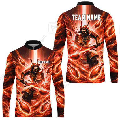 Custom Bowling Jersey Polo Shirt, Japanese Samurai Warrior Bowling, Custom Bowling Jersey Team Shirt For Players With Name & Team Name