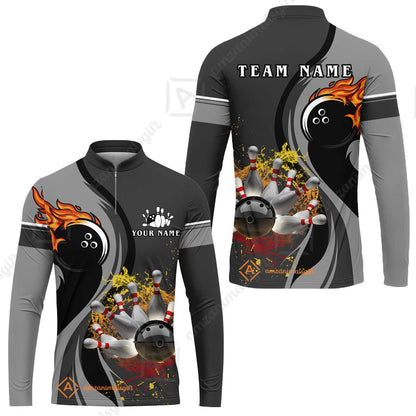 Customized Bowling Unisex Polo Shirt, Bowling And Pins Water Flow Multicolor Option Customized Name And Team Name For Bowling Team Polo Jerseys Shirts