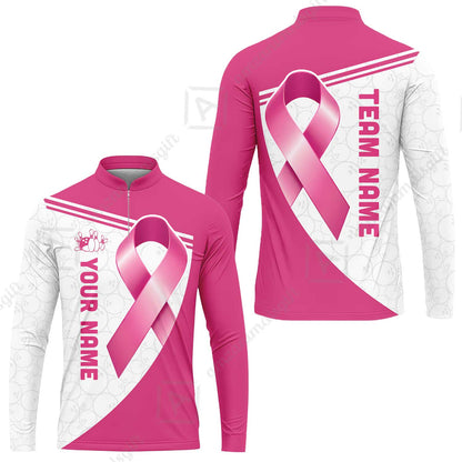 Custom Bowling Jersey Polo Shirt, Bowling Awareness Ribbon, Personalized Name And Team Name