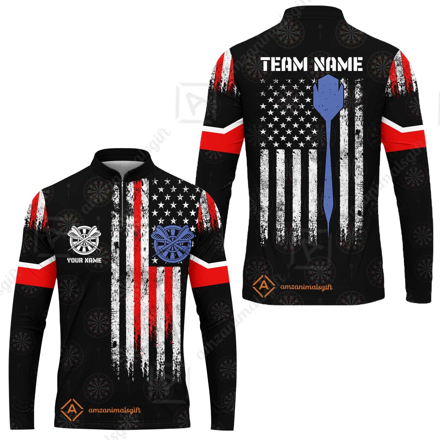 Customized American Flag Darts Polo Shirt, Darts Red White Blue Team Jersey Polo Shirt, Perfect Outfit for Darts Players