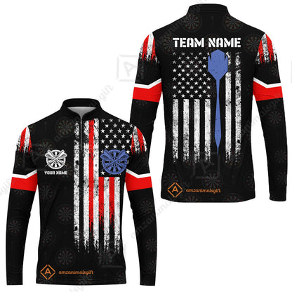 Customized American Flag Darts Polo Shirt, Darts Red White Blue Team Jersey Polo Shirt, Perfect Outfit for Darts Players