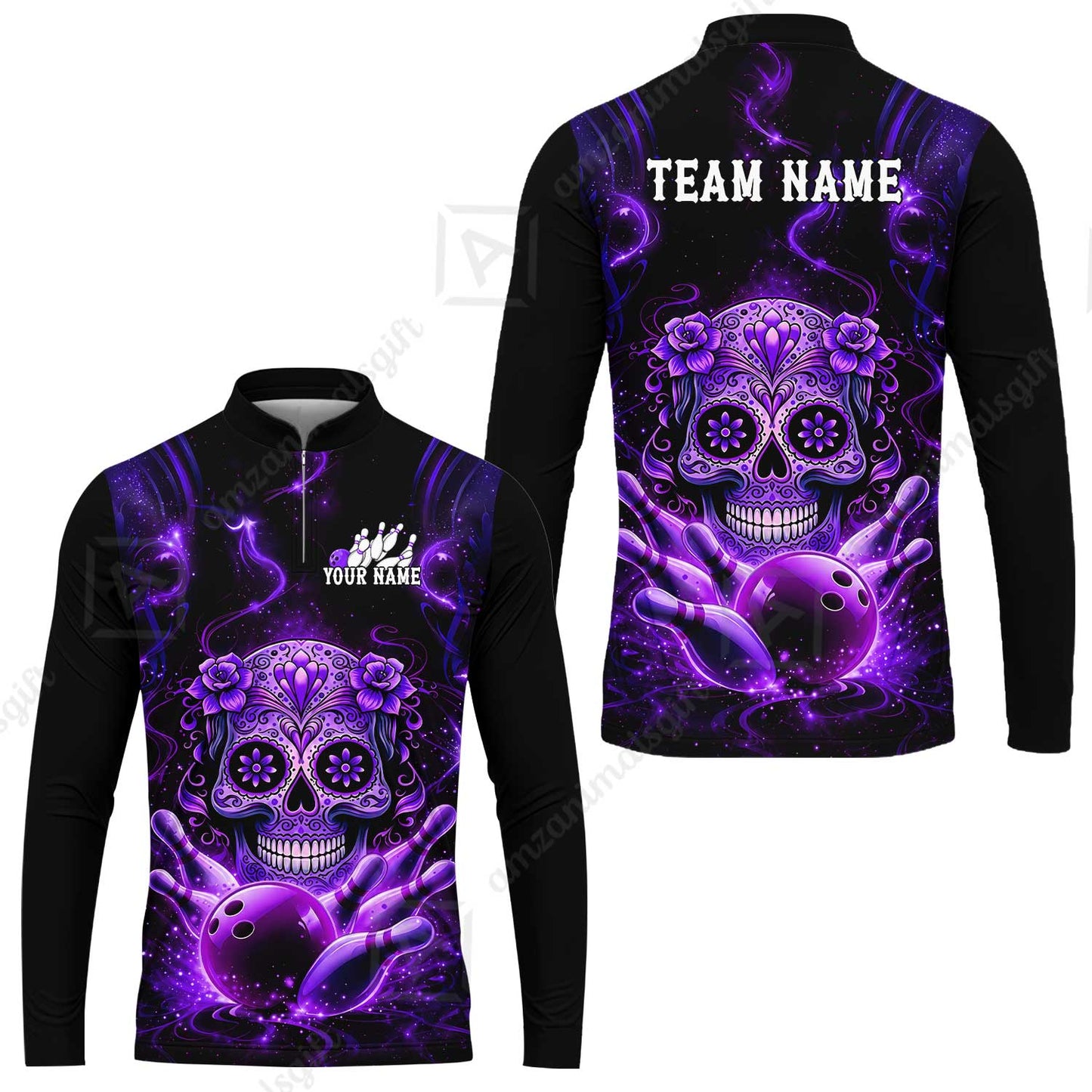 Customized Darts Team Jersey, Sugar Skull Bowler, Personalized Polo Shirt For Players With Name & Team Name