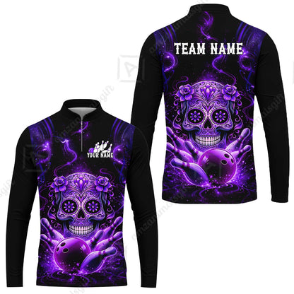 Customized Darts Team Jersey, Sugar Skull Bowler, Personalized Polo Shirt For Players With Name & Team Name