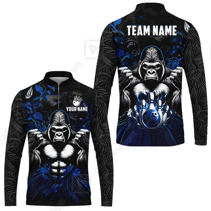 Custom Bowling Jersey Polo Shirt, Furious Gorilla Mascot, Custom Bowling Jersey Team Shirt For Players With Name & Team Name