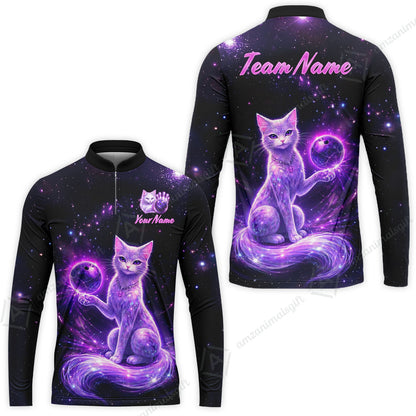 Custom Bowling Jersey Polo Shirt, Magical Kitty Bowling Custom Bowling Jersey Team Shirt For Players With Name & Team Name