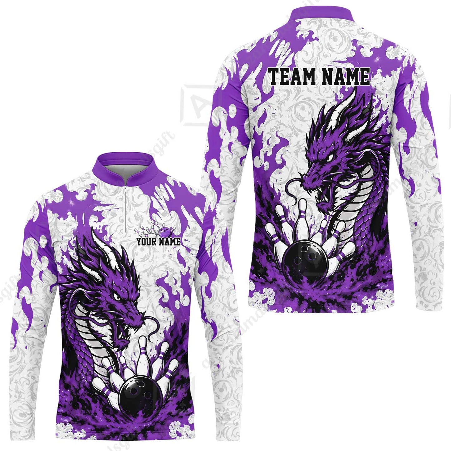Custom Bowling Jersey Polo Shirt, Fierce Crimson Fire Dragon Strike, Custom Bowling Jersey Team Shirt For Players With Name and Team Name