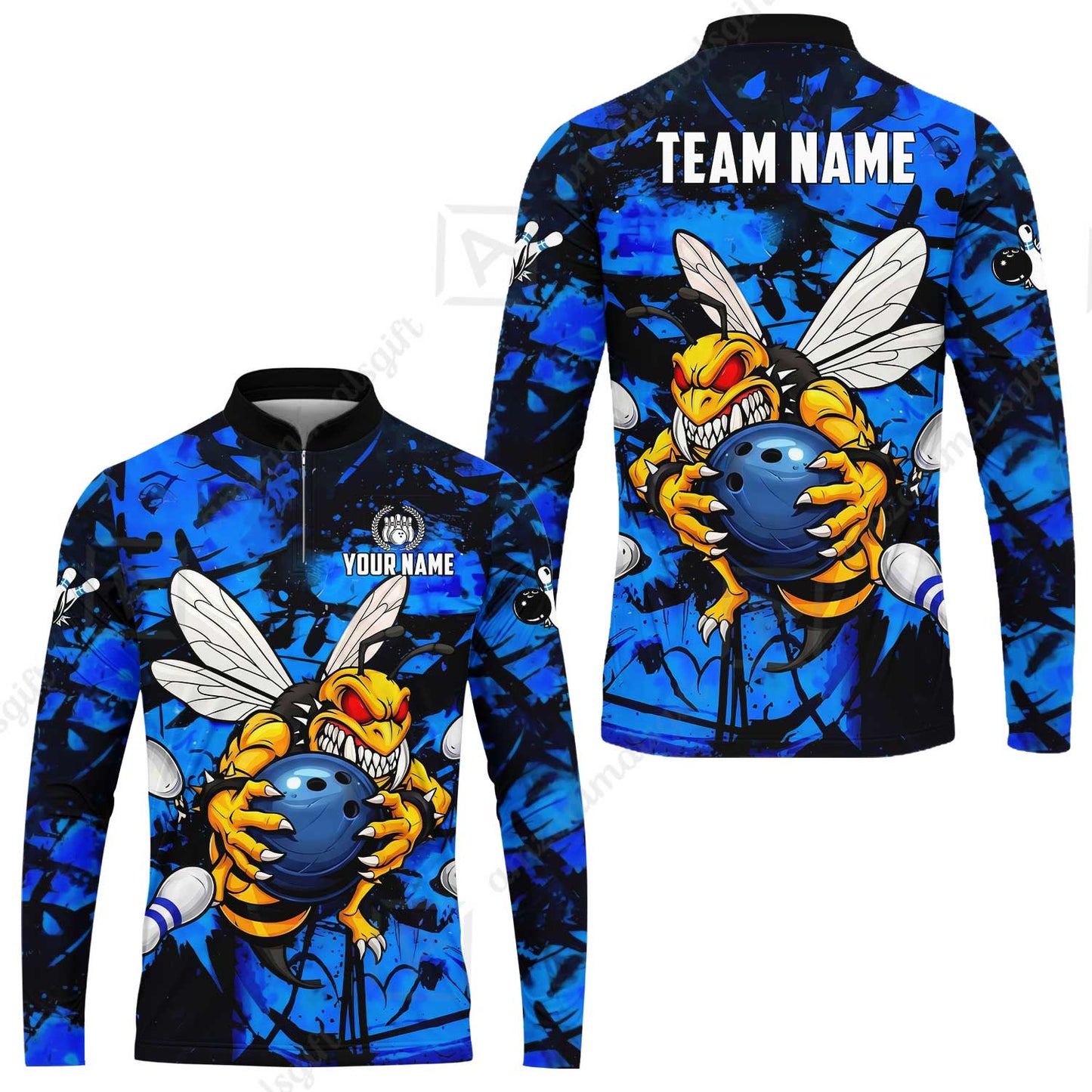 Custom Bowling Jersey Polo Shirt, The Wild Wasp Strike, Custom Bowling Jersey Team Shirt For Players With Name & Team Name