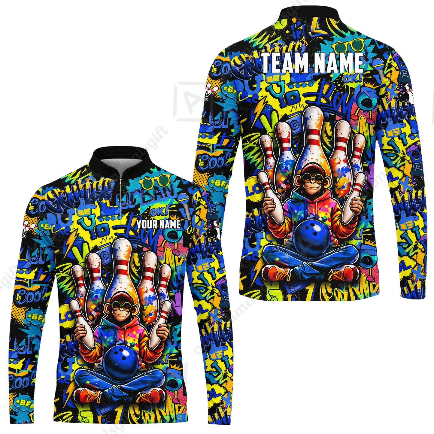 Custom Bowling Jersey Polo Shirt, Master Monkey Juggling, Custom Bowling Jersey Team Shirt For Players With Name & Team Name