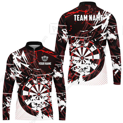 Customized Abstract Crimson Geometric Shard Darts Jersey, Personalized Name And Team Name For Dart Players
