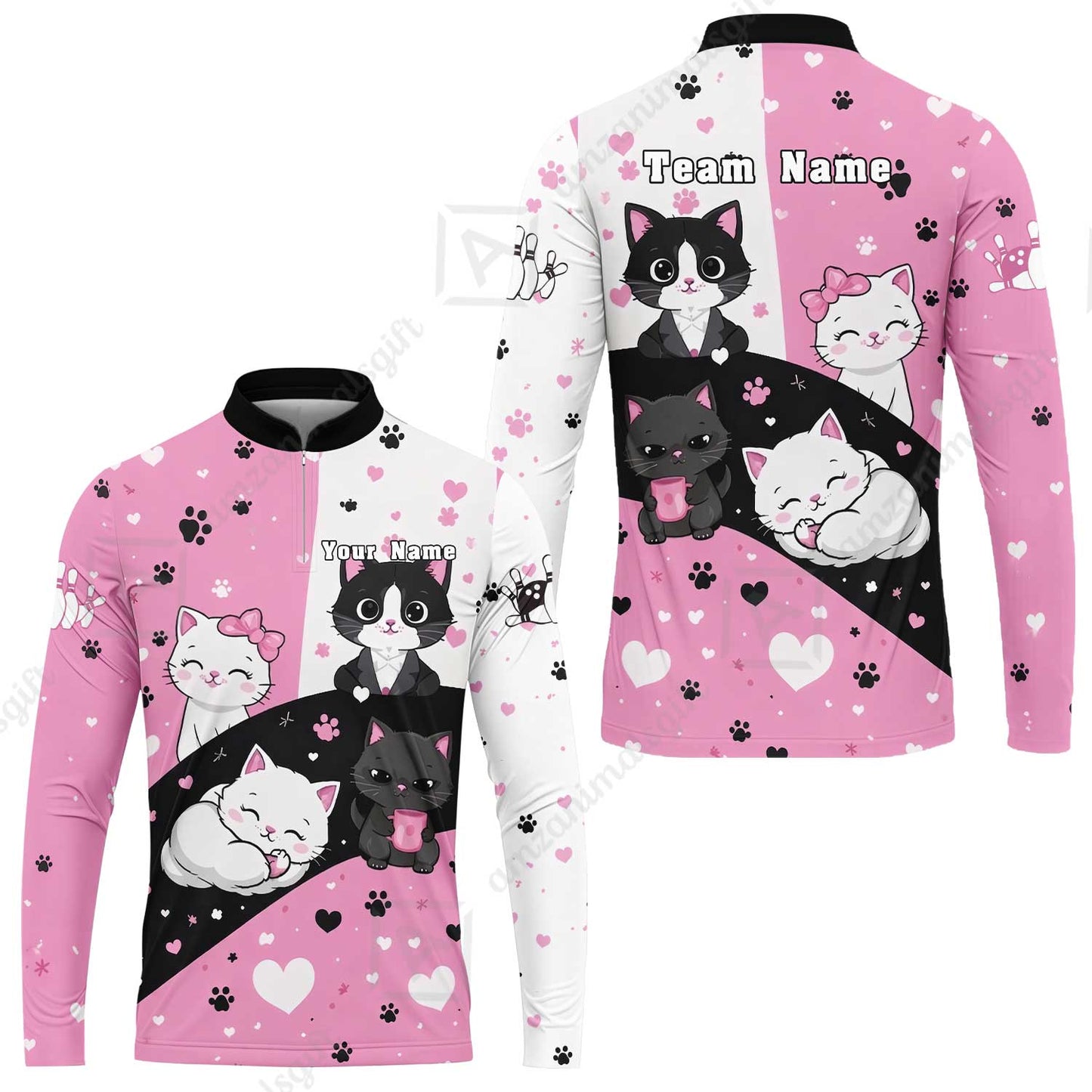 Custom Bowling Jersey Polo Shirt,  Meow Moments, Custom Bowling Jersey Team Shirt For Players With Name and Team Name