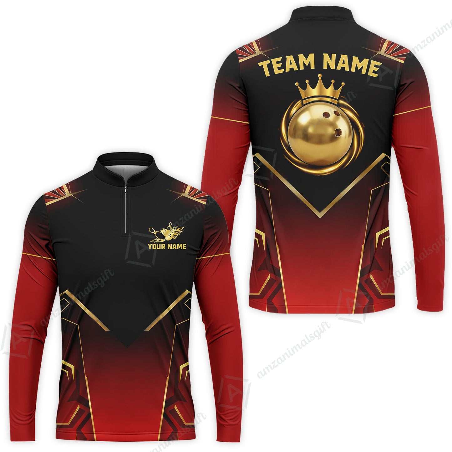Custom Bowling Jersey Polo Shirt, Luxury Regal Golden Crown, Custom Bowling Jersey Team Shirt For Players With Name and Team Name
