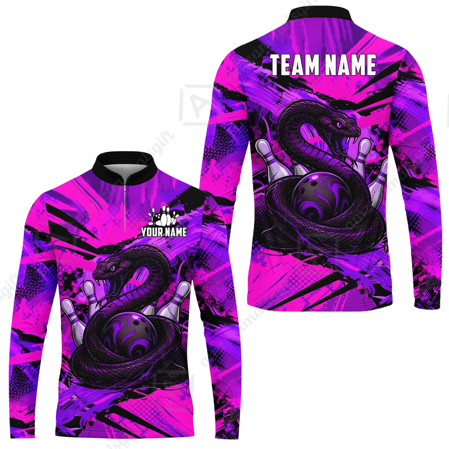 Custom Bowling Jersey Polo Shirt, Viper Venom Strike & Cyberpunk Splash, Custom Bowling Jersey Team Shirt For Players With Name & Team Name