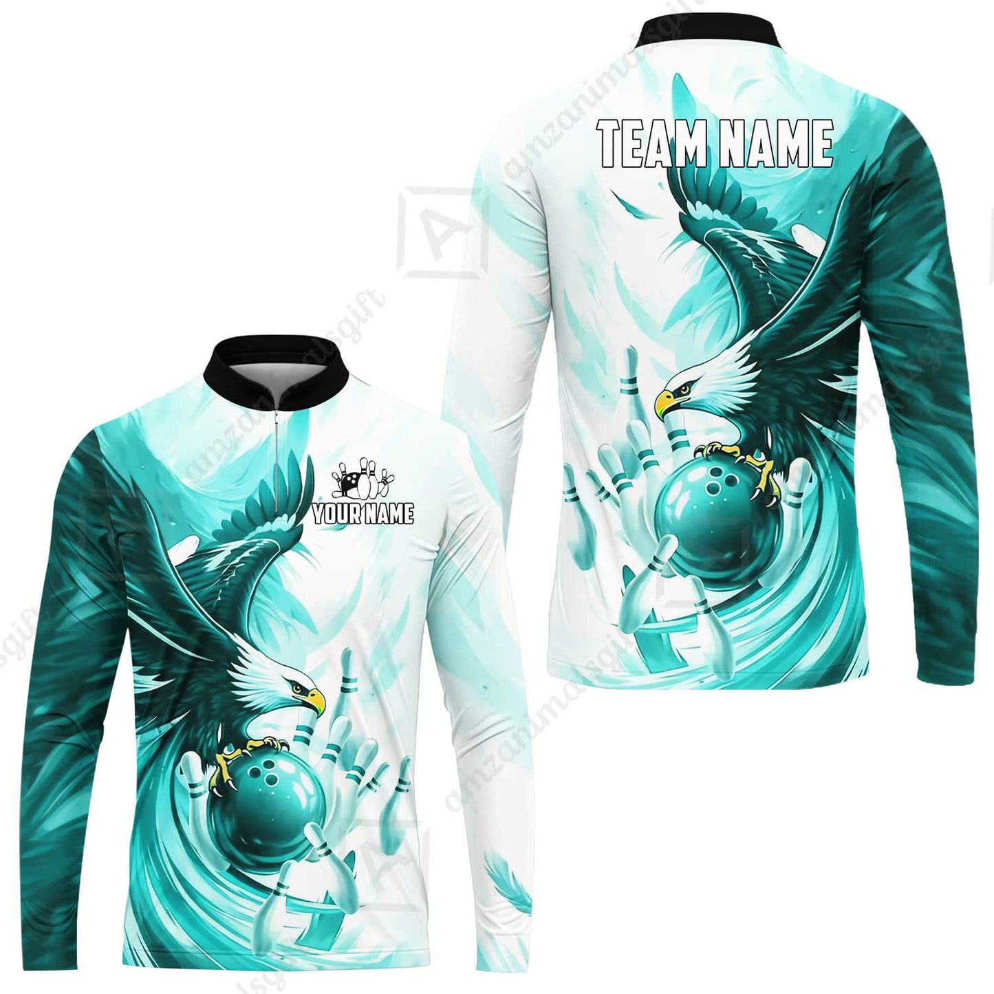 Custom Bowling Jersey Polo Shirt, Soaring Eagle, Custom Bowling Jersey Team Shirt For Players With Name & Team Name
