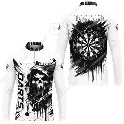 Custom Darts Jersey Polo Shirt, Grim Reaper Sketch Splatter, Custom Dart Jersey Team Shirt For Players With Name & Team Name