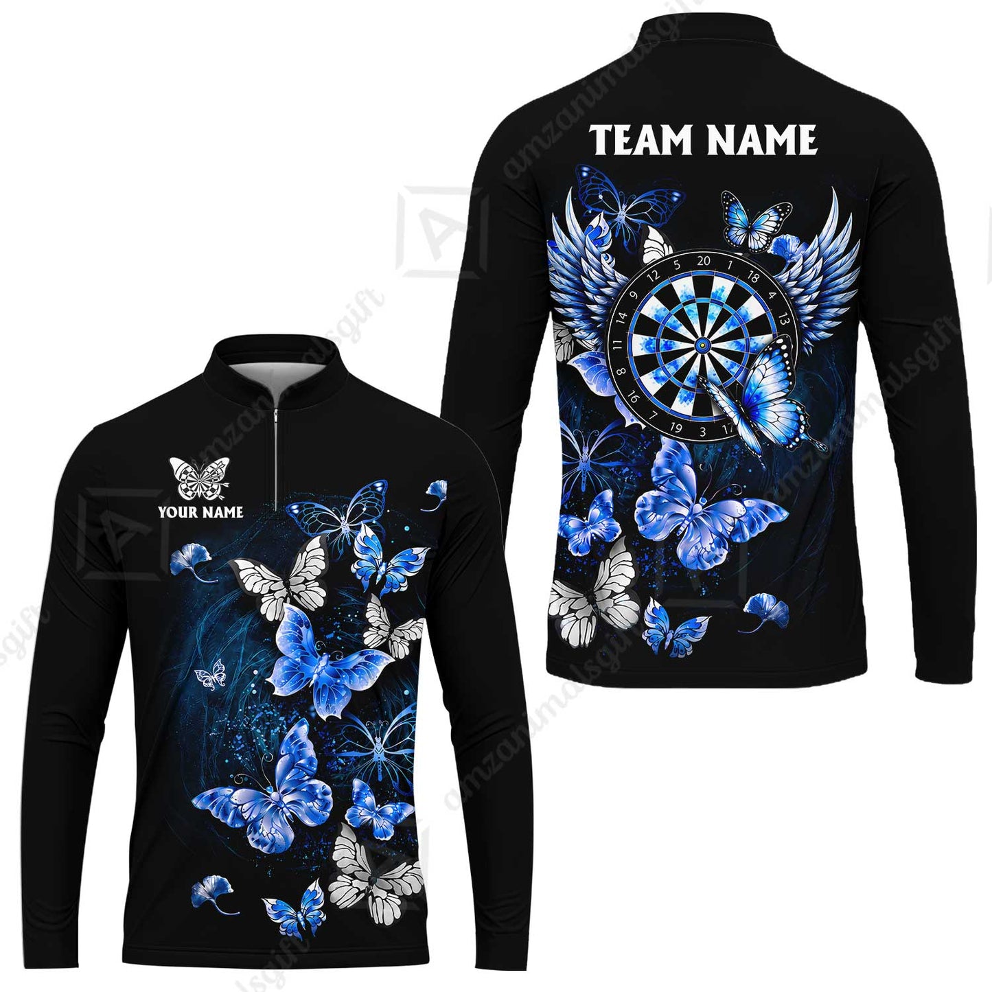 Custom Dart Jersey Team Shirt For Players, Dreamy Nebula & Angelic Butterflies, Personalize Name and Team Name