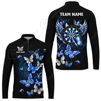 Custom Dart Jersey Team Shirt For Players, Dreamy Nebula & Angelic Butterflies, Personalize Name and Team Name