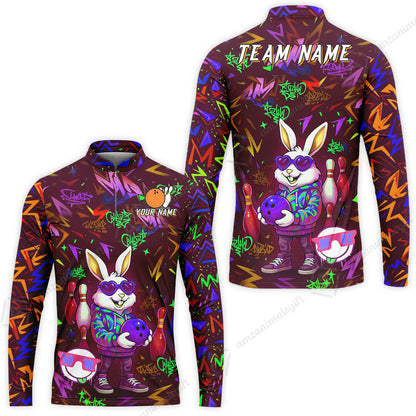 Custom Hip Hop Rabbit Bowling Jersey Polo Shirt, Custom Hip Hop Rabbit Bowling Jersey Team Shirt For Players With Name & Team Name