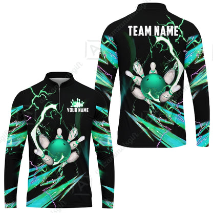 Custom Bowling Jersey Polo Shirt, Electric Strike & Neon Plasma, Custom Bowling Jersey Team Shirt For Players With Name & Team Name