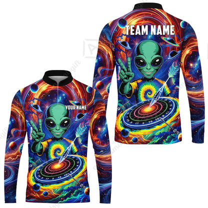 Custom Darts Team Jersey, Personalized Alien Vortex Strike Dart Polo Shirt For Players With Name & Team Name