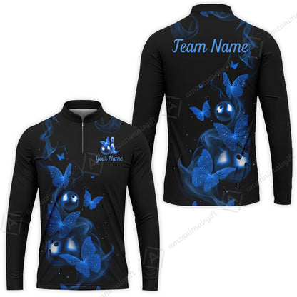 Custom Bowling Jersey Polo Shirt, Butterfly Bowling Smoke, Custom Bowling Jersey Team Shirt For Players With Name & Team Name
