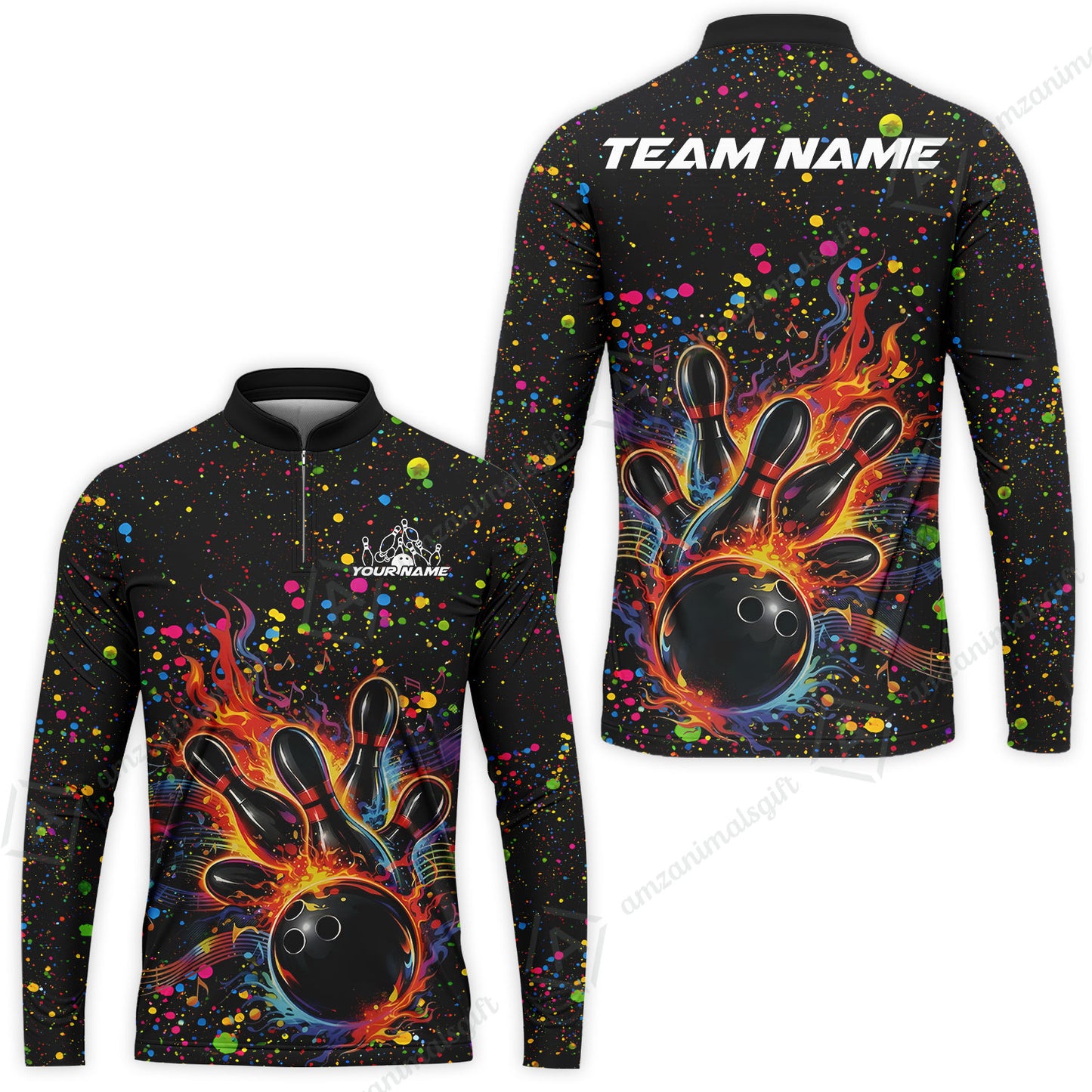 Custom Bowling Jersey Polo Shirt, Bowling Splash Paint Dot, Custom Bowling Jersey Team Shirt For Players With Name & Team Name