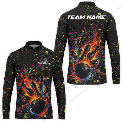 Custom Bowling Jersey Polo Shirt, Bowling Splash Paint Dot, Custom Bowling Jersey Team Shirt For Players With Name & Team Name