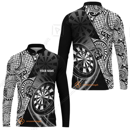 Customized Darts Polo Shirt, Black & White Tattoo Darts, Personalized Name Polo Shirt For Men - Perfect Gift For Darts Lovers, Darts Players