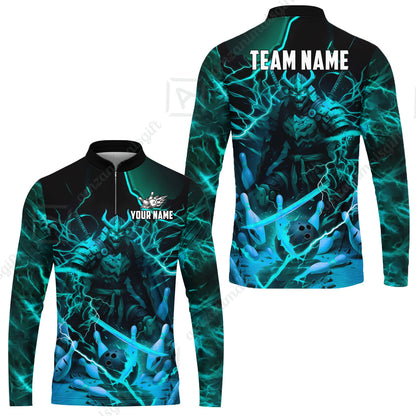 Custom Bowling Jersey Polo Shirt, Fiery Samurai Strike, Custom Bowling Jersey Team Shirt For Players With Name & Team Name