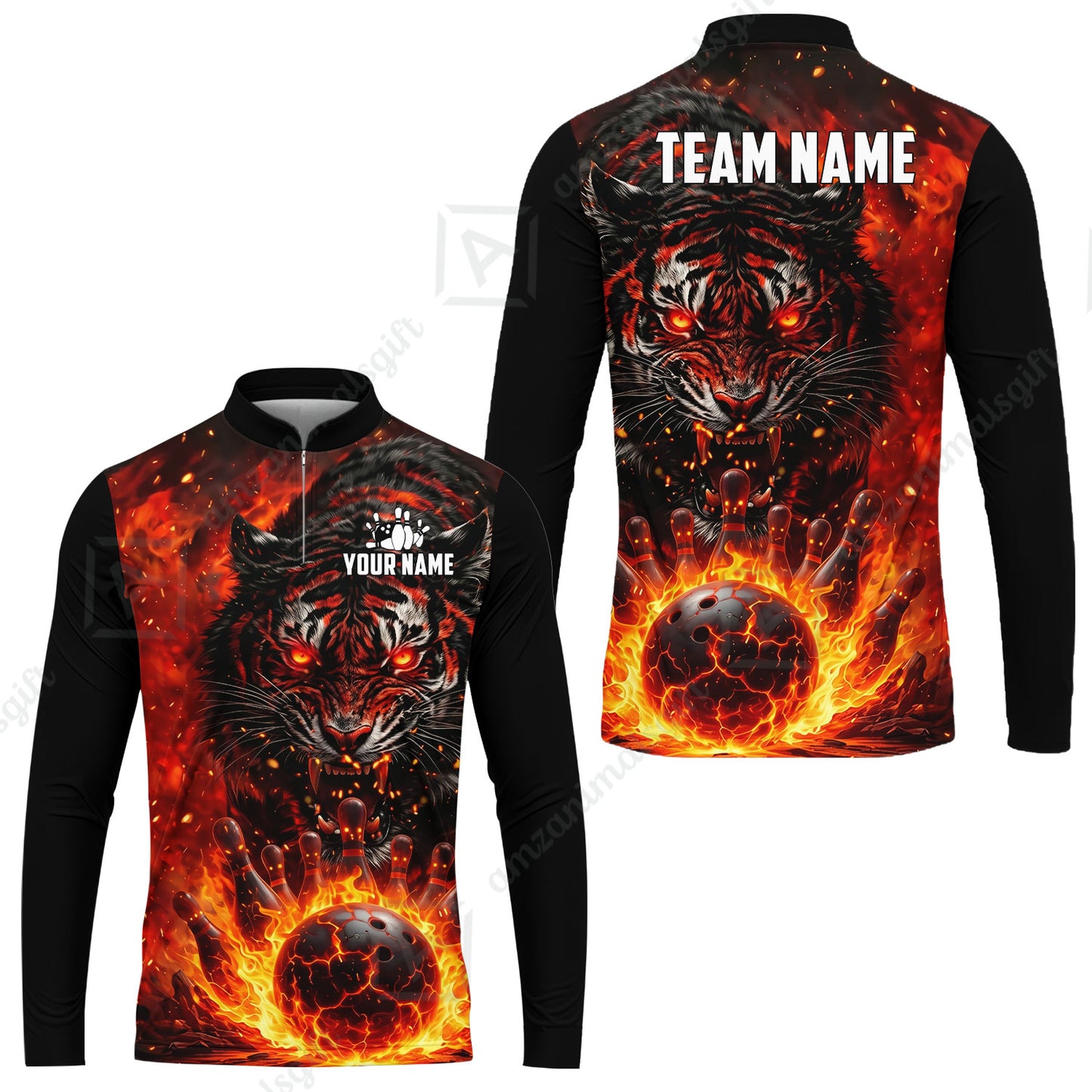 Custom Bowling Jersey Polo Shirt, Cursed Phantom Tiger, Custom Bowling Jersey Team Shirt For Players With Name & Team Name
