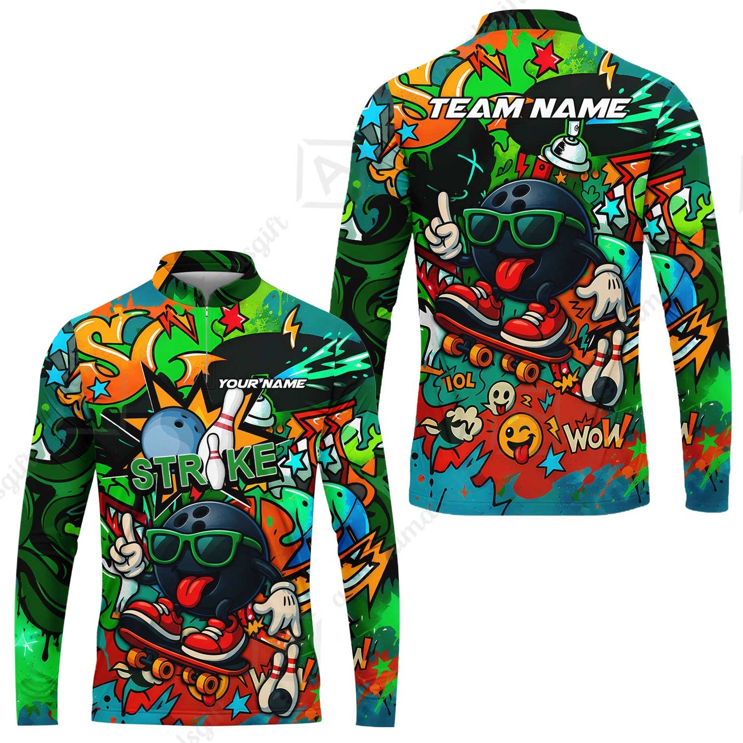Customized Skater Bowler Bowling Jersey, Custom Name And Team Name For Bowlers