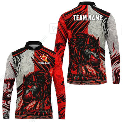 Custom Bowling Jersey Polo Shirt, Lone Wolf Strike & Emerald Frost, Custom Bowling Jersey Team Shirt For Players With Name & Team Name