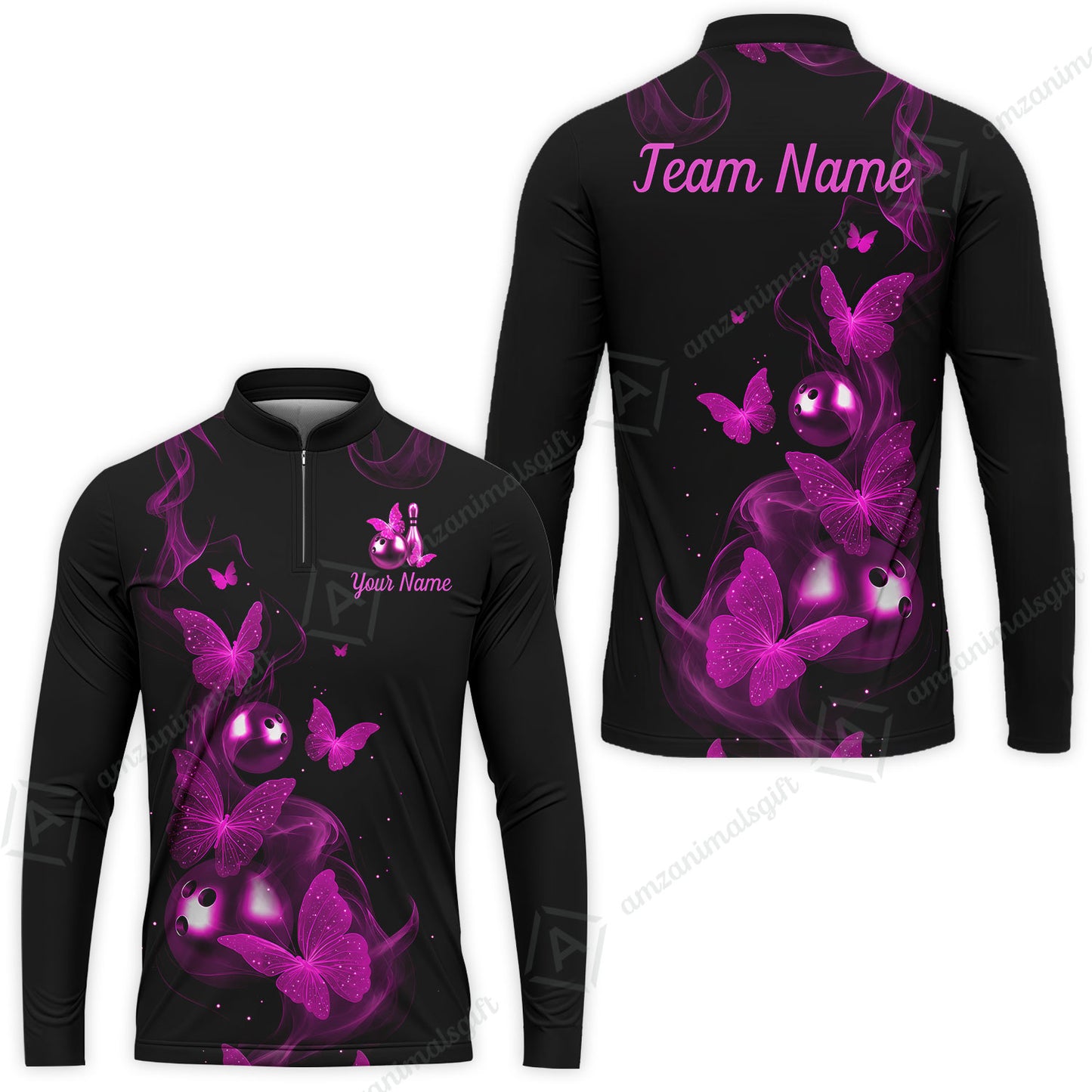 Custom Bowling Jersey Polo Shirt, Butterfly Bowling Smoke, Custom Bowling Jersey Team Shirt For Players With Name & Team Name