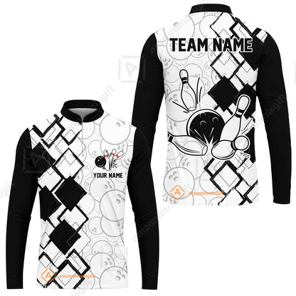 Custom Bowling Team Jersey League Bowling Unisex Polo Shirts, Bowling uniforms Ball & Pins Personalized Bowling Name And Team Name