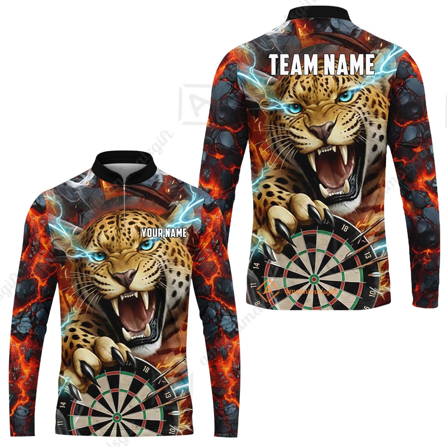 Custom Darts Team Jersey, Personalized Leopard Darts Polo Shirt For Players With Name & Team Name