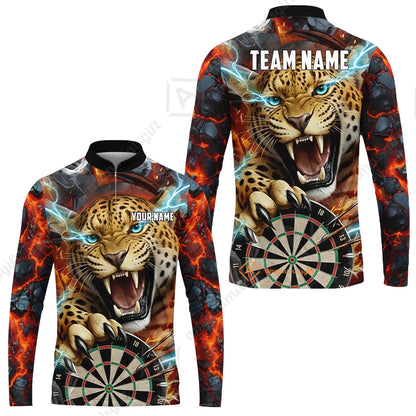 Custom Darts Team Jersey, Personalized Leopard Darts Polo Shirt For Players With Name & Team Name
