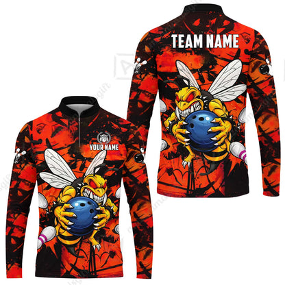 Custom Bowling Jersey Polo Shirt, The Wild Wasp Strike, Custom Bowling Jersey Team Shirt For Players With Name & Team Name