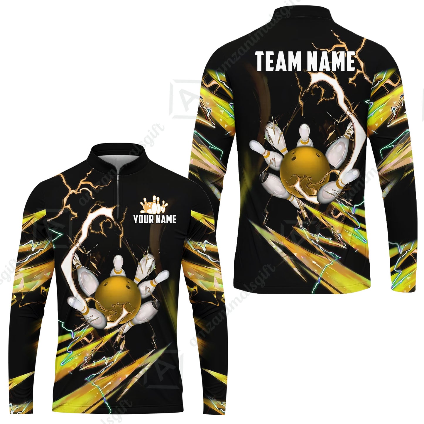 Custom Bowling Jersey Polo Shirt, Electric Strike & Neon Plasma, Custom Bowling Jersey Team Shirt For Players With Name & Team Name