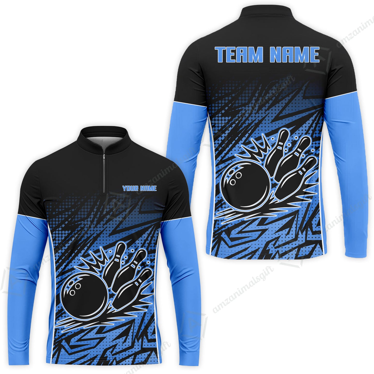 Customized Bowling Unisex Polo Shirt, Abstract Sameless Pattern Color Bowling Uniforms, Personalized Name And Team Name