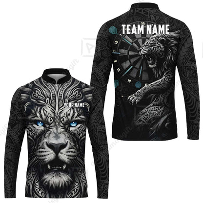 Custom Darts Team Jersey, Personalized Lion Darts Tribal Polo Shirt For Players With Name & Team Name