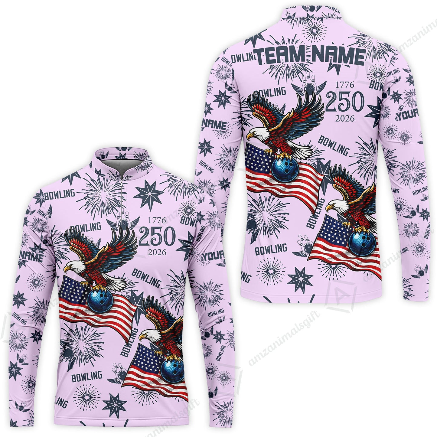 Custom Bowling Jersey Polo Shirt, USA 250 Years of Independence Bowling, Custom Bowling Jersey Team Shirt For Players With Name and Team Name