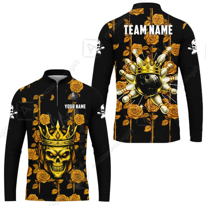 Custom Bowling Jersey Polo Shirt, Royal Skull Bowling, Custom Bowling Jersey Team Shirt For Players With Name & Team Name