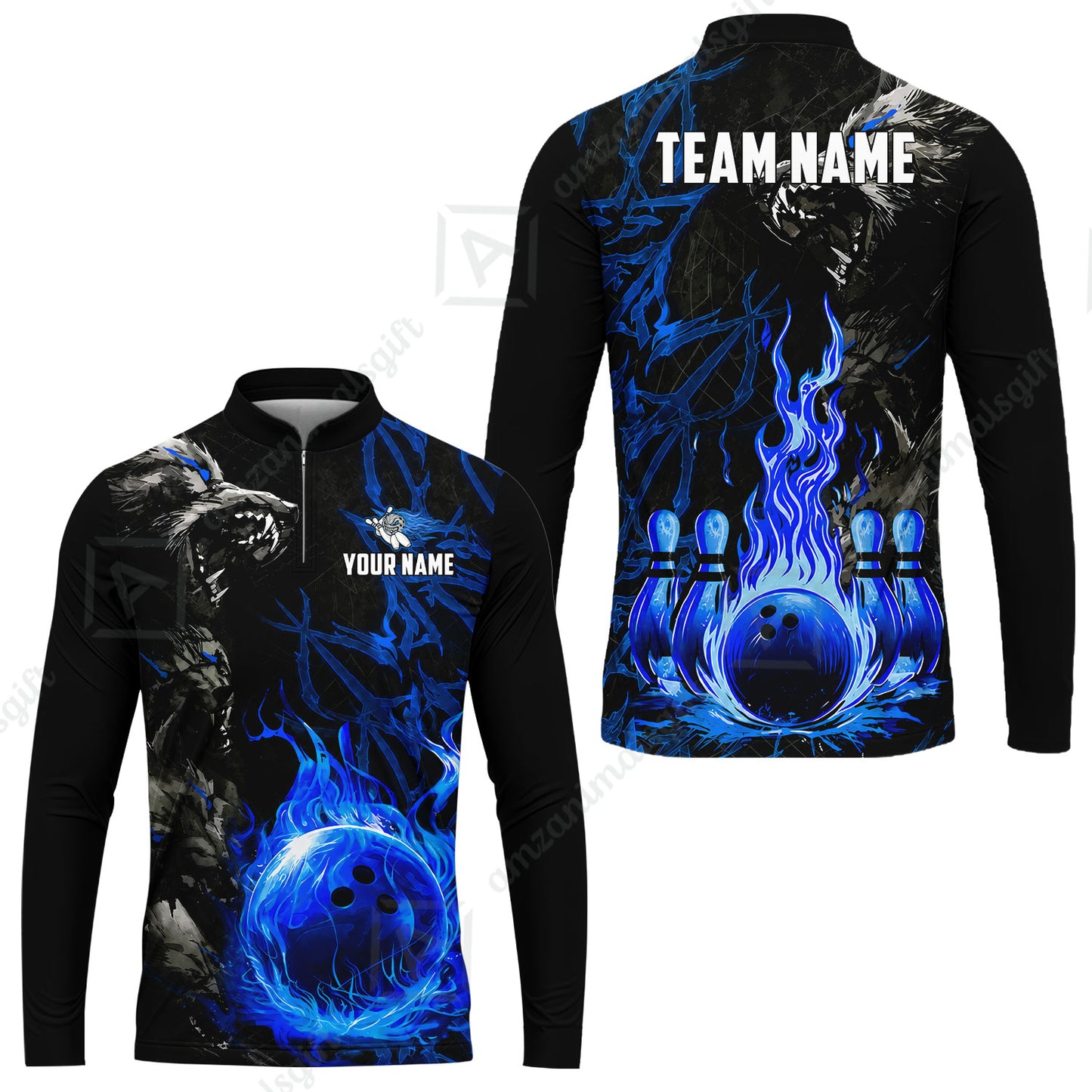 Custom Bowling Jersey Polo Shirt, Hellfire Werewolf & Crimson Strike, Custom Bowling Jersey Team Shirt For Players With Name & Team Name