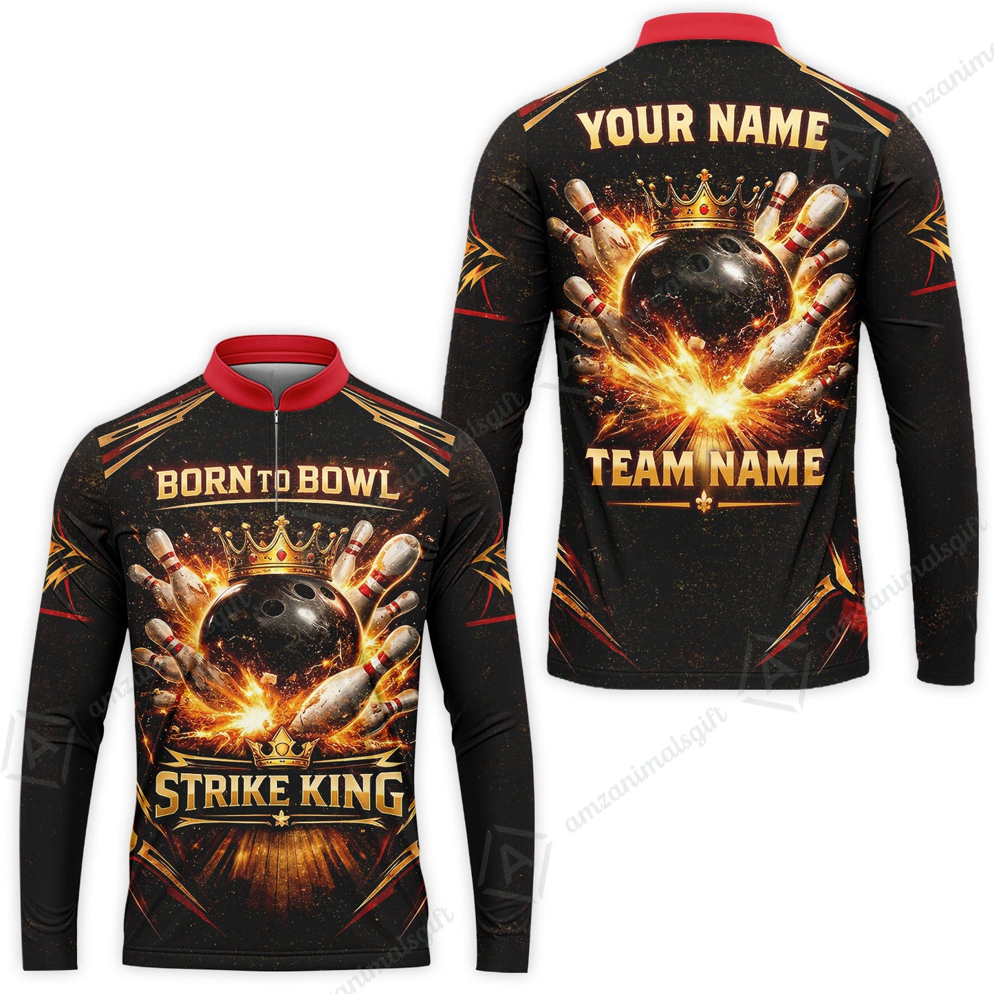 Custom Bowling Jersey Polo Shirt, Born to Bowl King Bowling, Custom Bowling Jersey Team Shirt With Name & Team Name