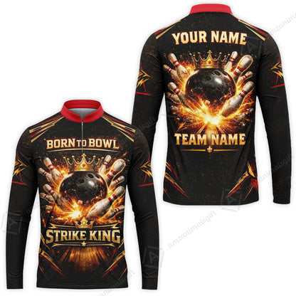 Custom Bowling Jersey Polo Shirt, Born to Bowl King Bowling, Custom Bowling Jersey Team Shirt With Name & Team Name