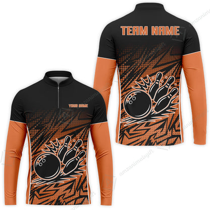 Customized Bowling Unisex Polo Shirt, Abstract Sameless Pattern Color Bowling Uniforms, Personalized Name And Team Name