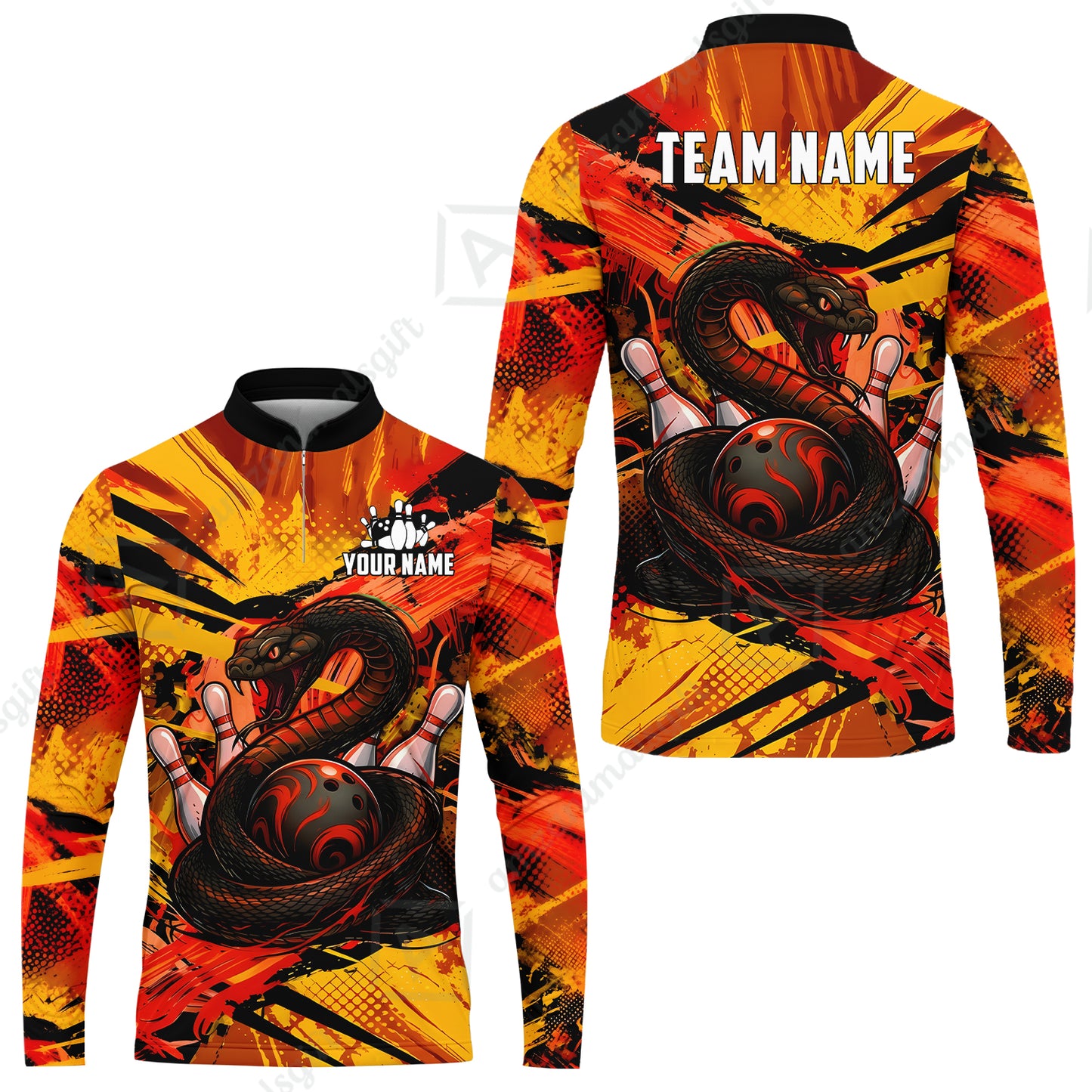 Custom Bowling Jersey Polo Shirt, Viper Venom Strike & Cyberpunk Splash, Custom Bowling Jersey Team Shirt For Players With Name & Team Name